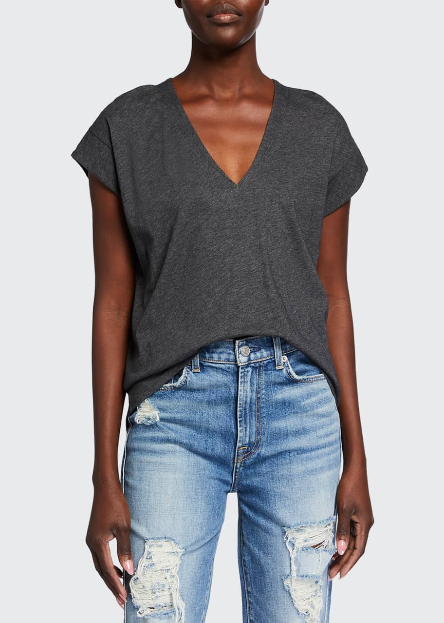 FRAME Le Mid-Rise V-Neck Top - Bergdorf Goodman