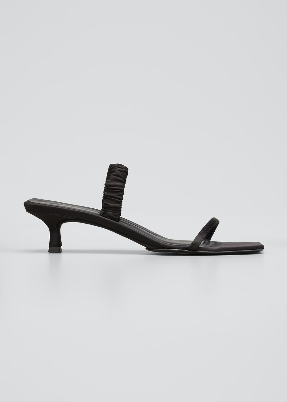 Khaite Georgia Kitten-Heel Satin Slide Sandals - Bergdorf Goodman