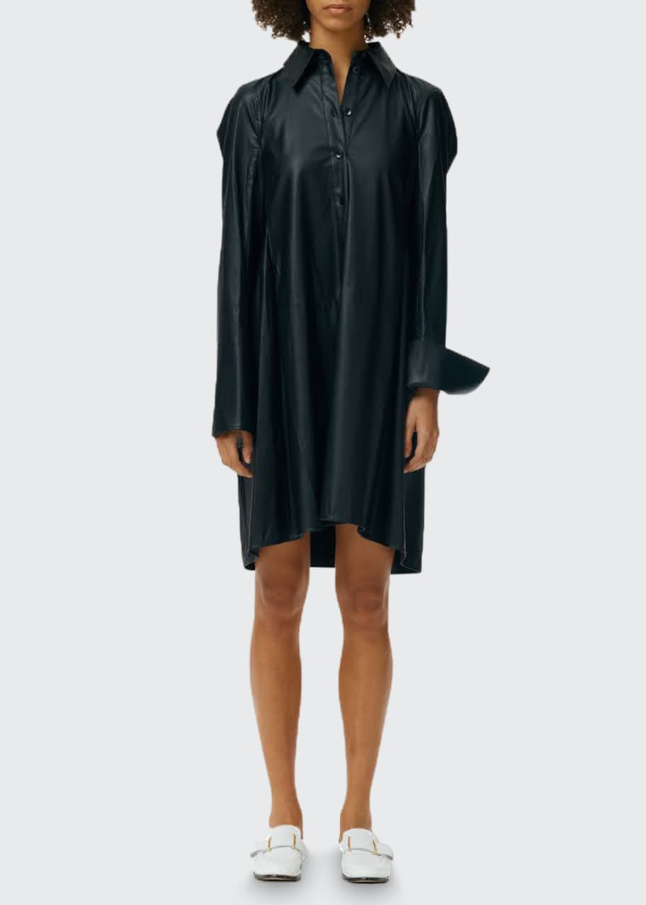 Tibi Tissue Faux Leather Shirt Dress - Bergdorf Goodman