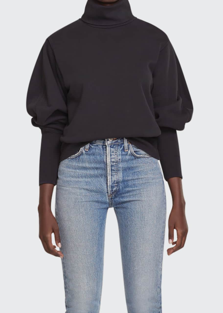 Image 1 of 1: Turtleneck Sweatshirt with Extended Cuffs