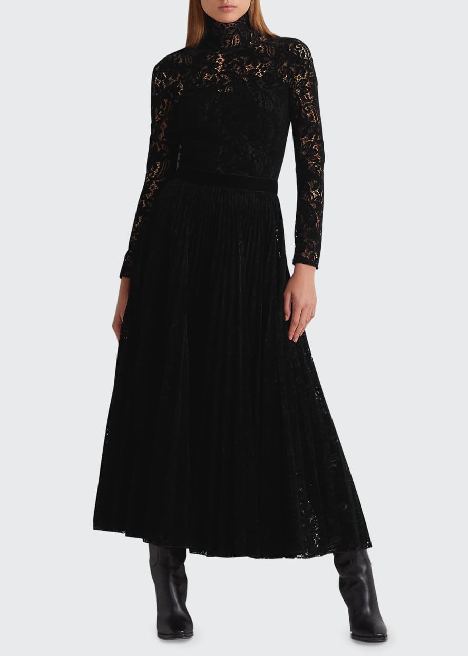 Ralph Lauren Collection Christa Velvet Lace Dress - Bergdorf Goodman