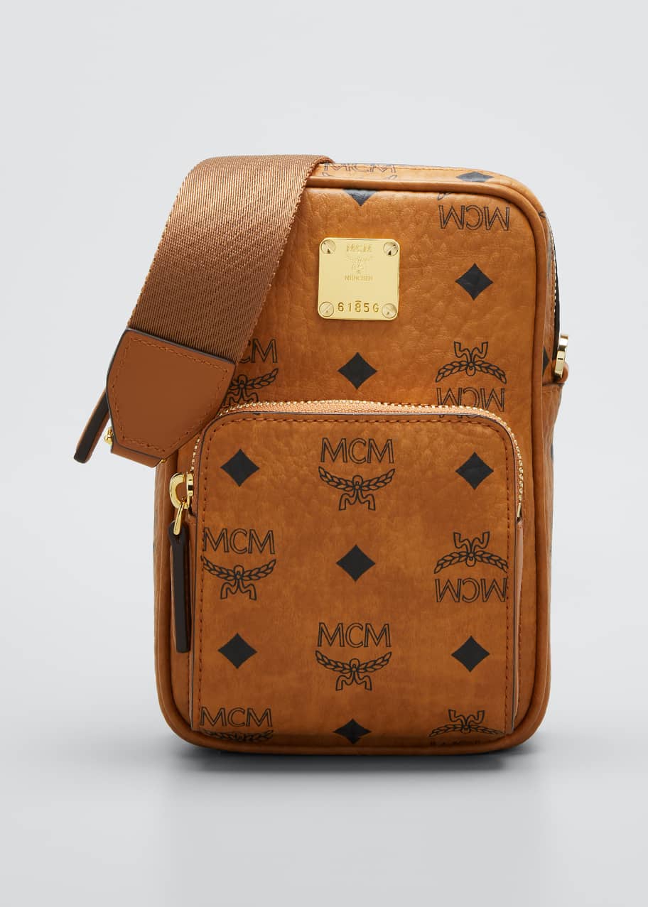 MCM Men's Visetos Leather Crossbody Bag - Bergdorf Goodman