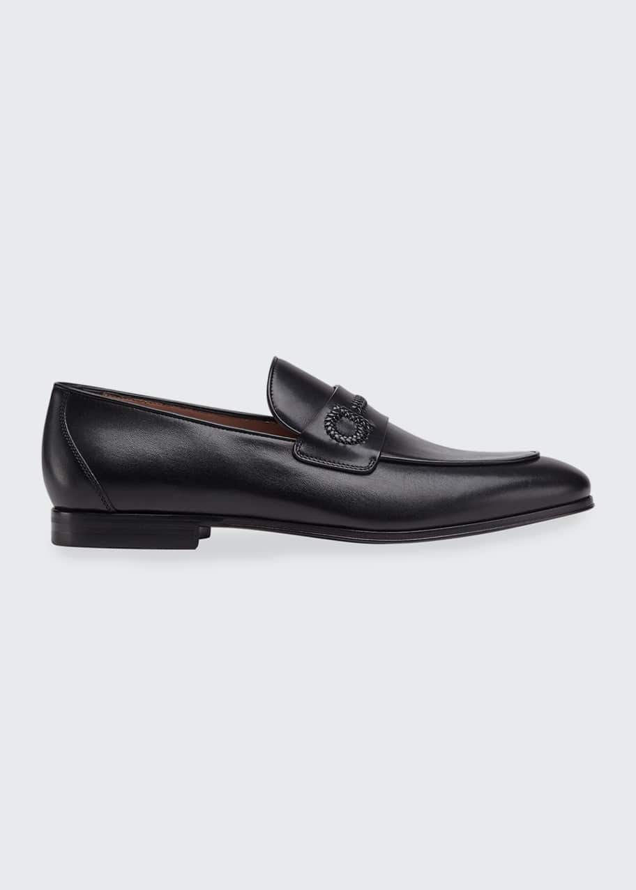 Salvatore Ferragamo Men's Rost Braided Grancini Leather Loafers, Black ...