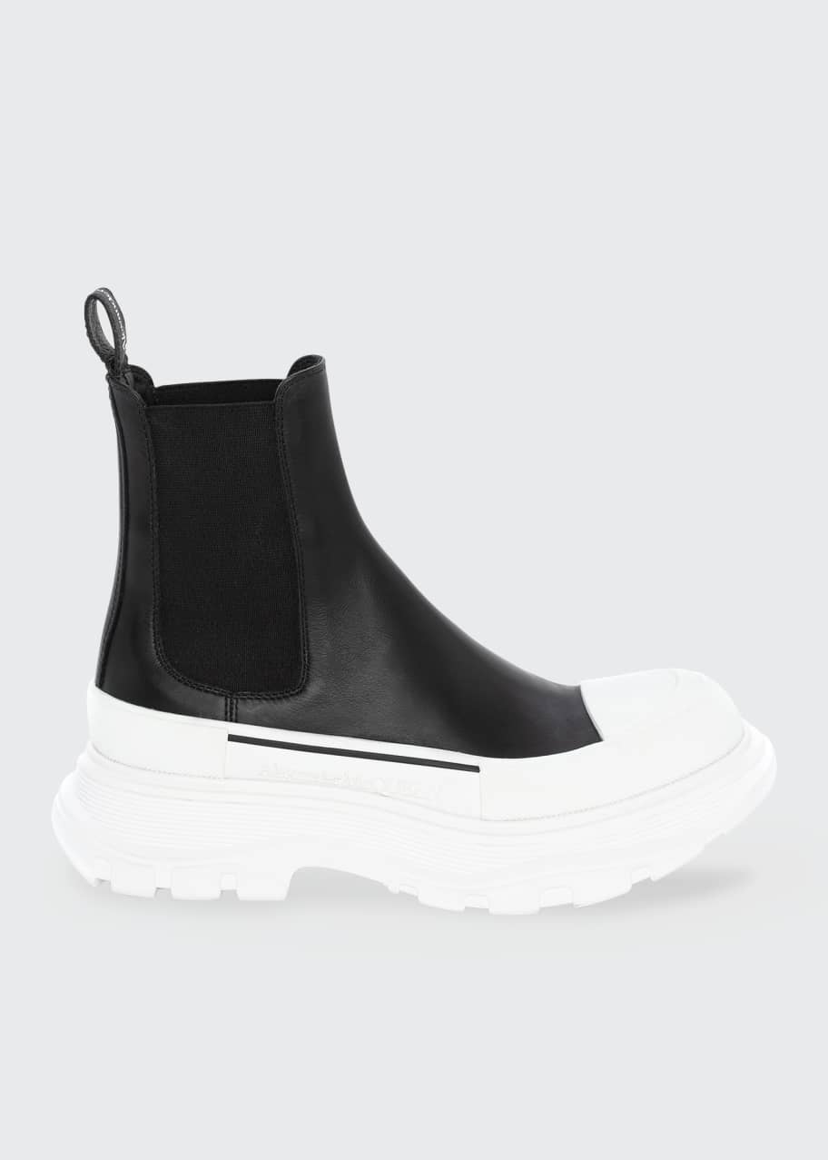 Image 1 of 1: Chunky Bicolor Lug-Sole Ankle Booties
