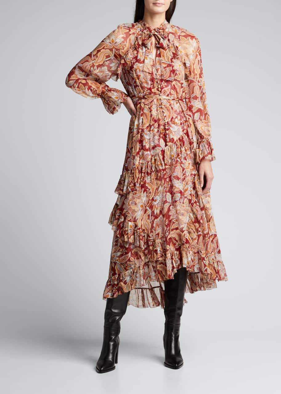 Image 1 of 1: Ladybeetle Ruffle Midi Dress