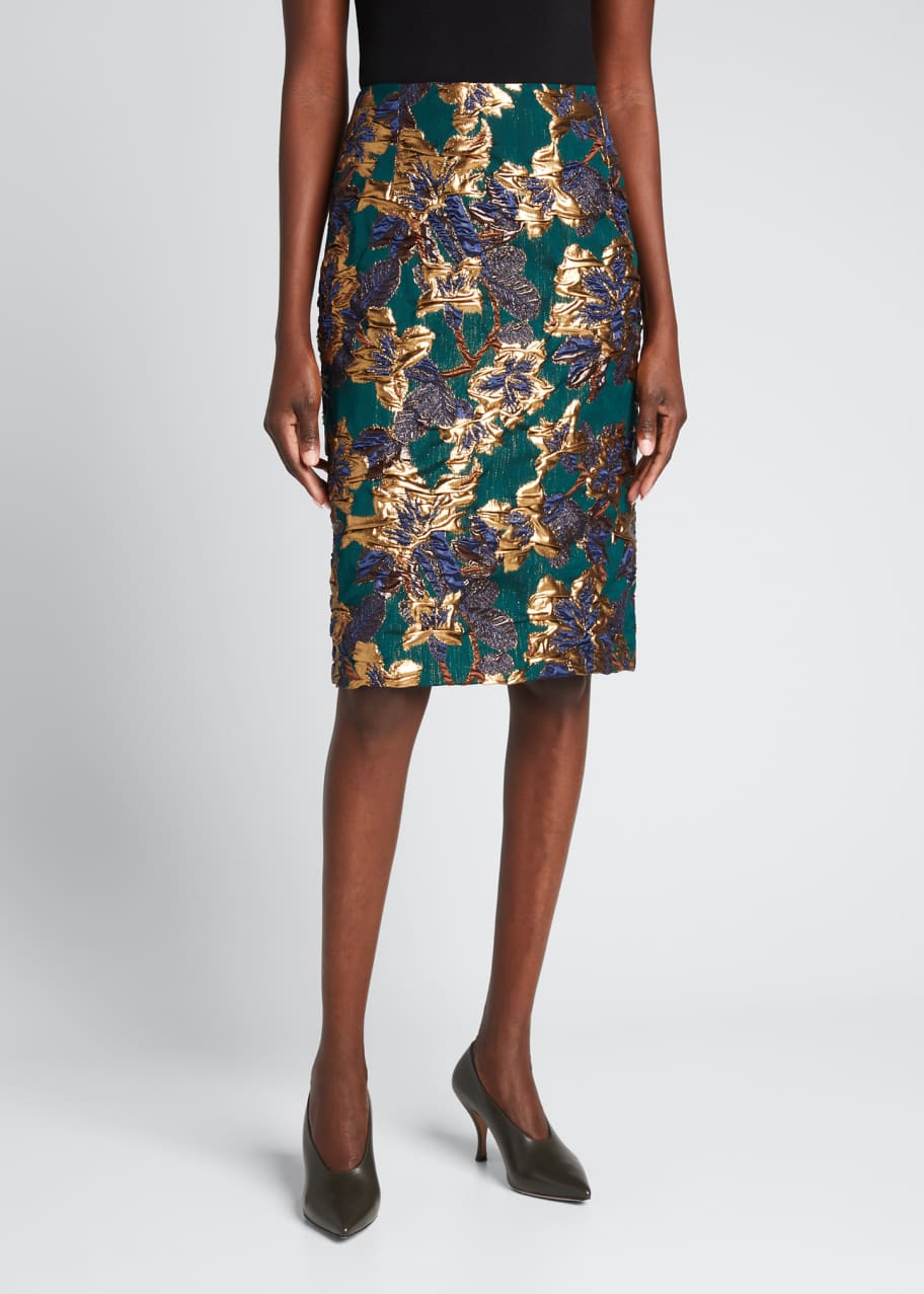 Dries Van Noten Floral Metallic Jacquard Pencil Skirt Bergdorf Goodman