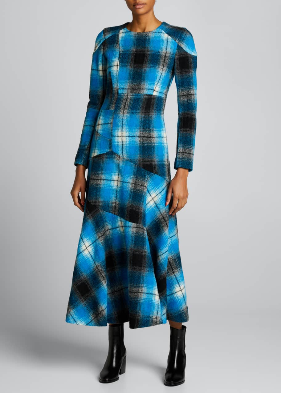 Image 1 of 1: Plaid Wool Maxi Dress