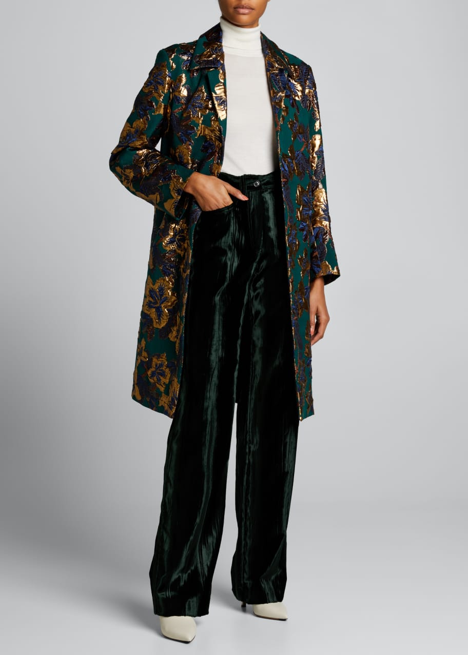 dries van noten 浮き出しプリントのシルクプルオーバー Dries Van Noten Floral Jacquard Coat - Bergdorf Goodman