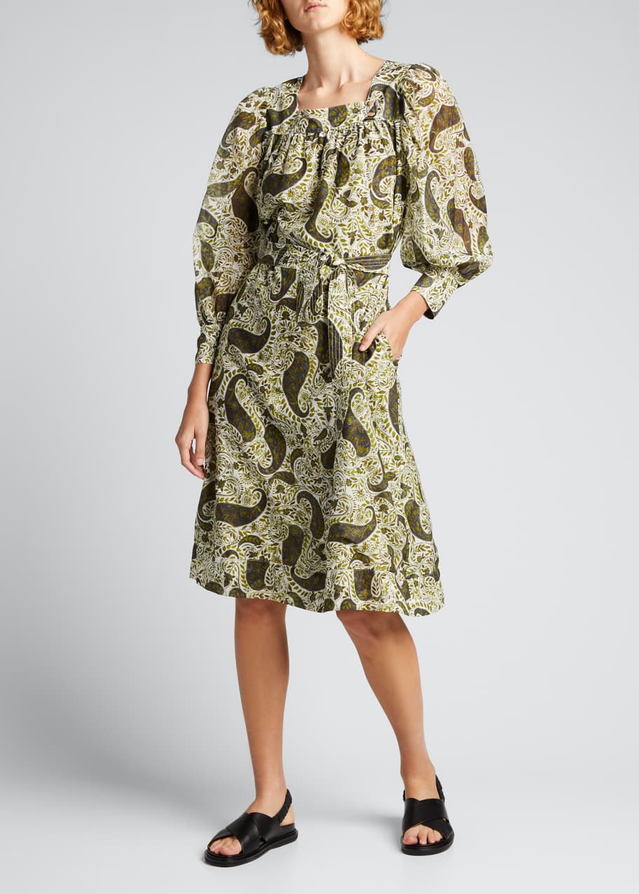 Image 1 of 1: Violetta Belted Paisley Dress