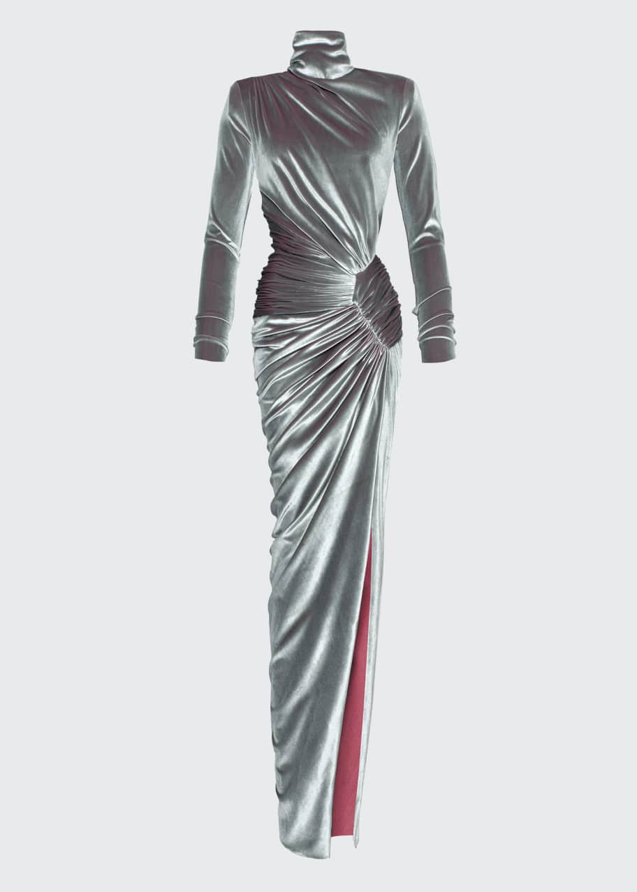 Alexandre Vauthier Velvet Turtleneck Long Dress - Bergdorf Goodman