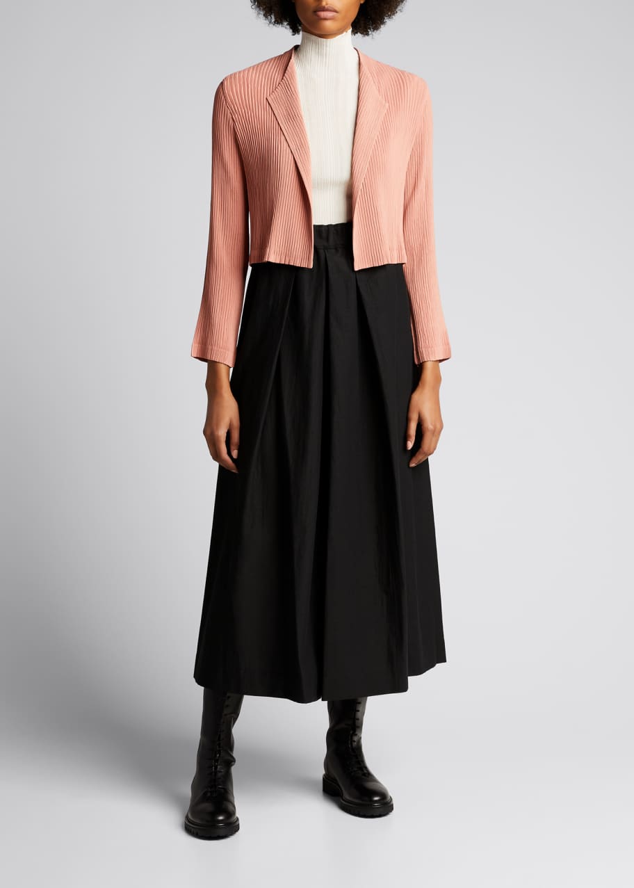 Hatching Pleats Cropped Jacket