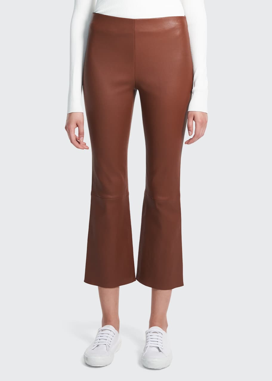 Theory Bristol Leather Pull On Kick Flare Pants Bergdorf Goodman