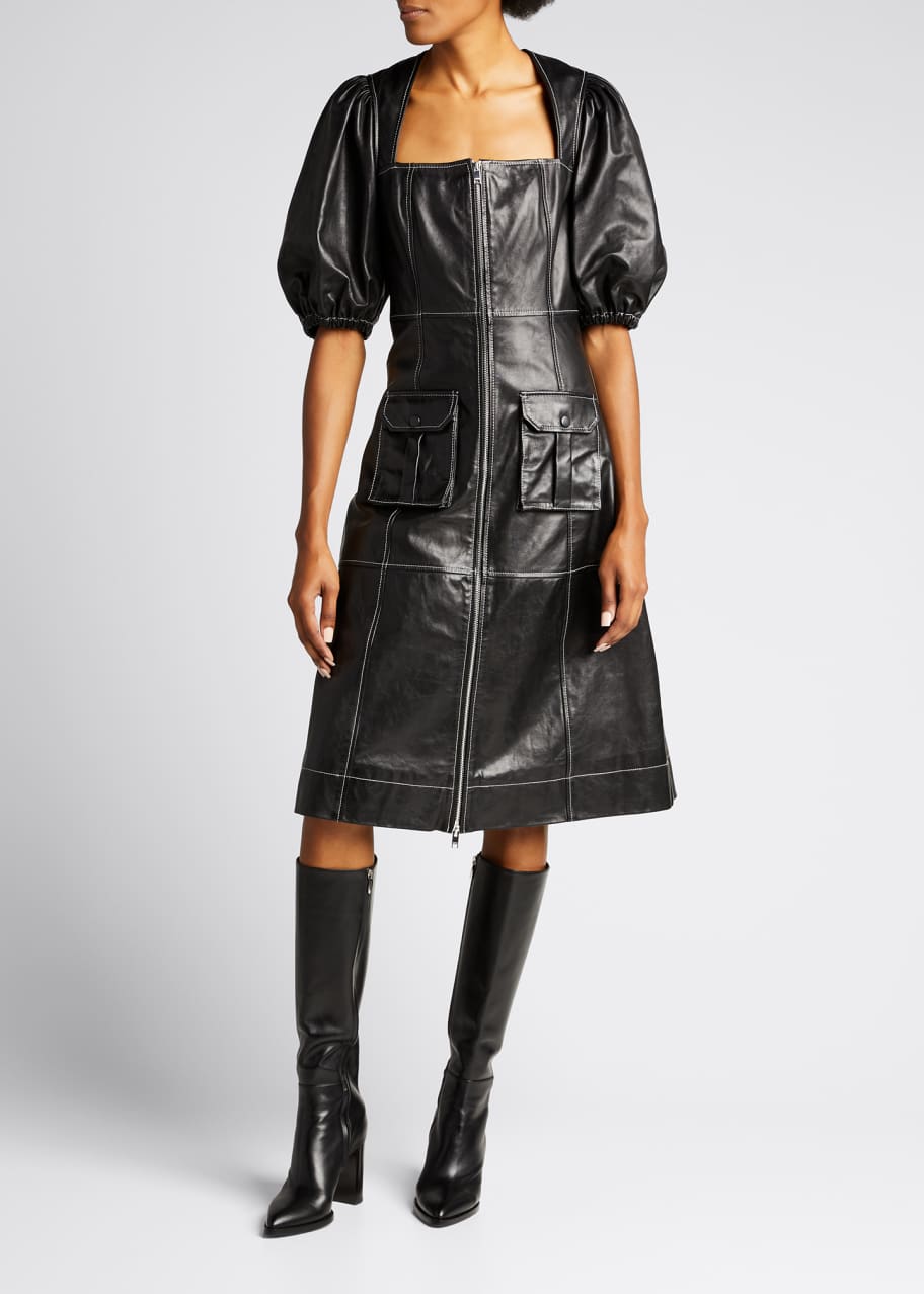 Ganni lamb store leather dress