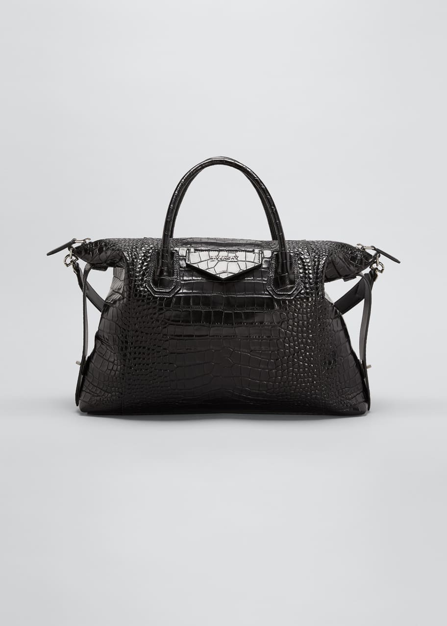 Image 1 of 1: Crocodile Embossed Antigona Soft Medium