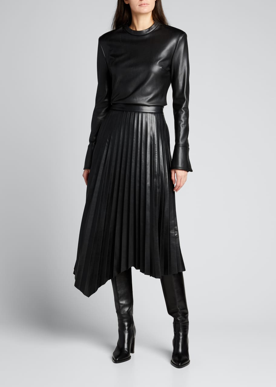Stand Studio Freya Faux-Leather Long-Sleeve Top - Bergdorf Goodman