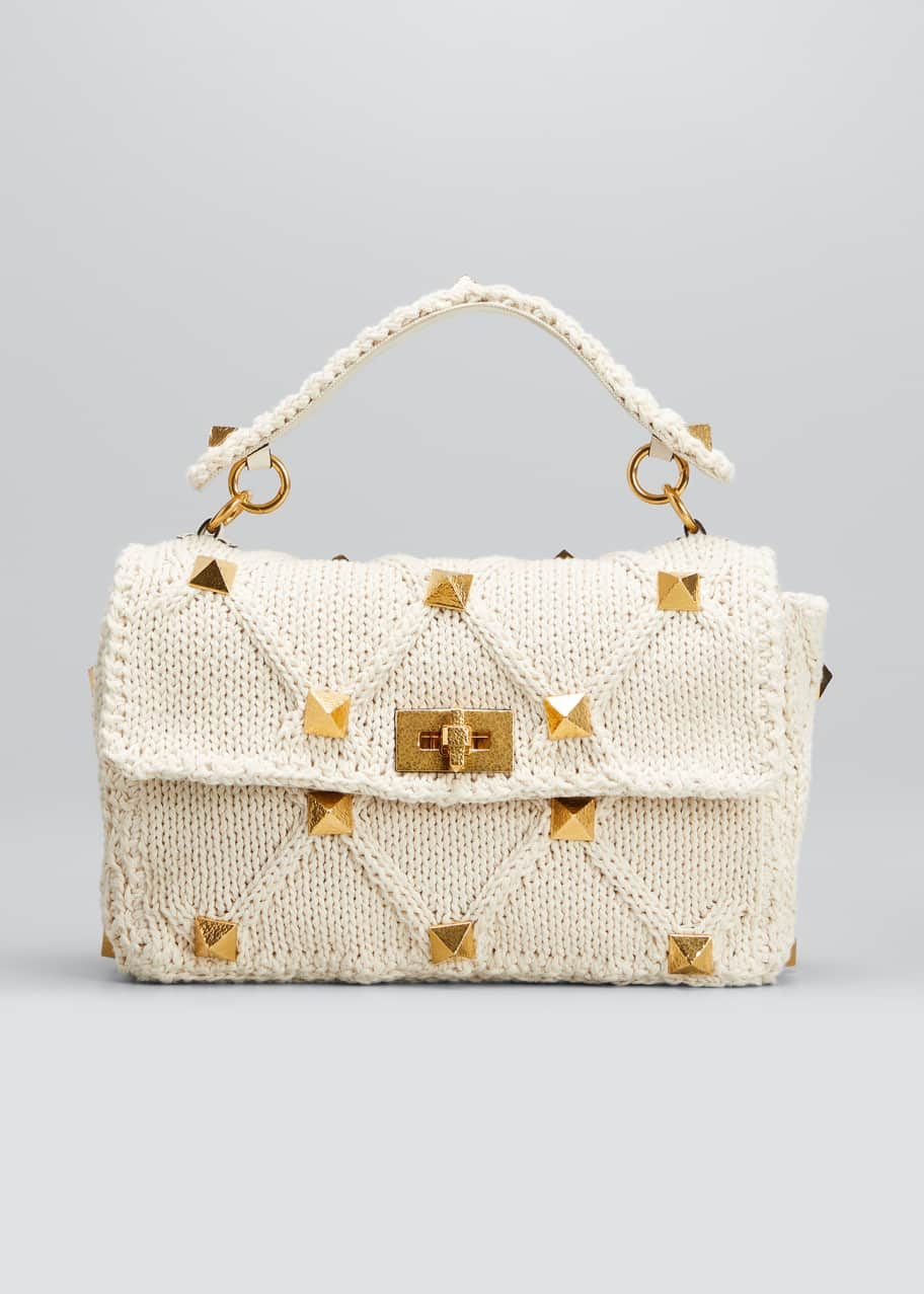 Valentino Garavani Roman Stud Knit Top Handle Bag - Bergdorf Goodman