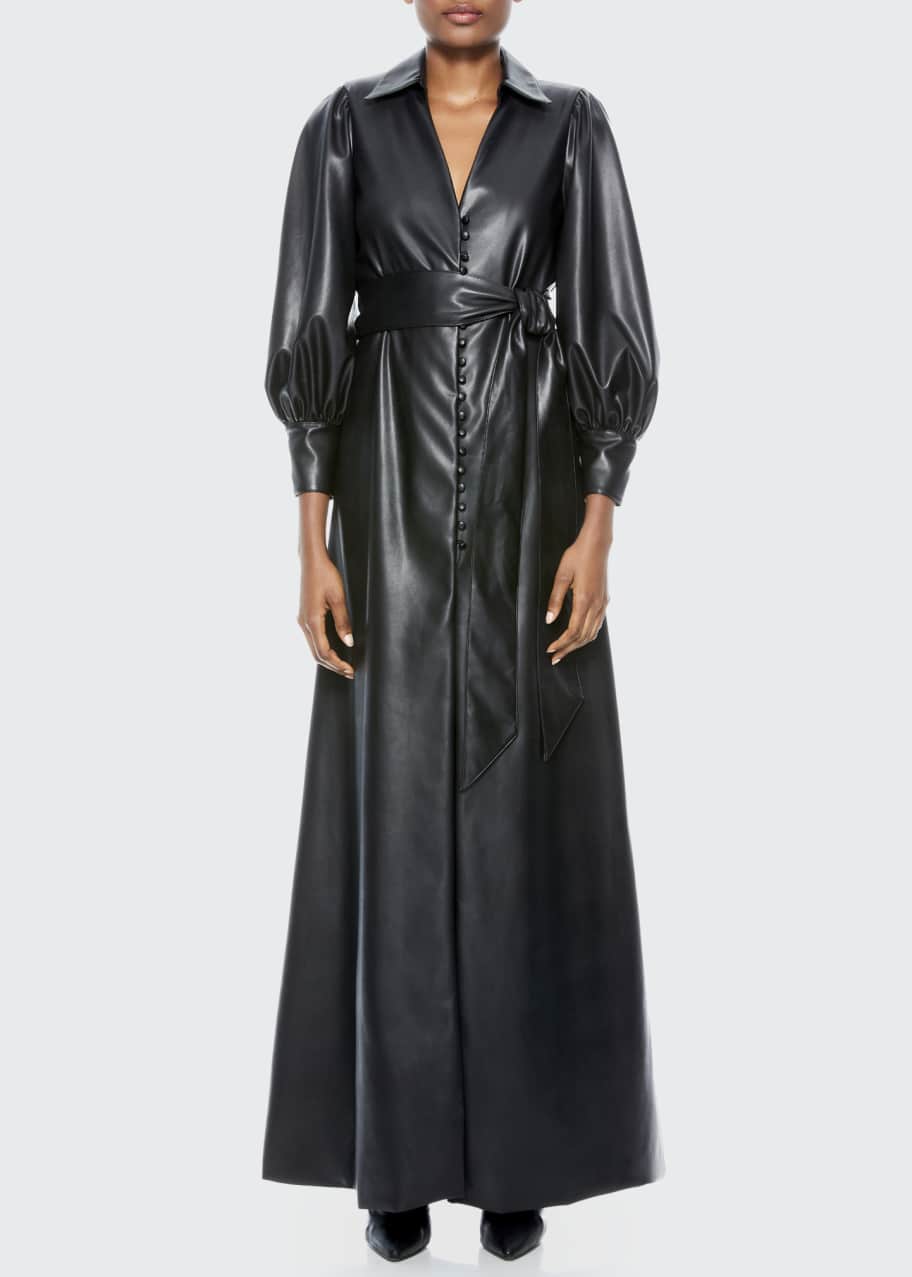 chinese dress ladies Black Vegan Leather Long Prom Dress main image 0