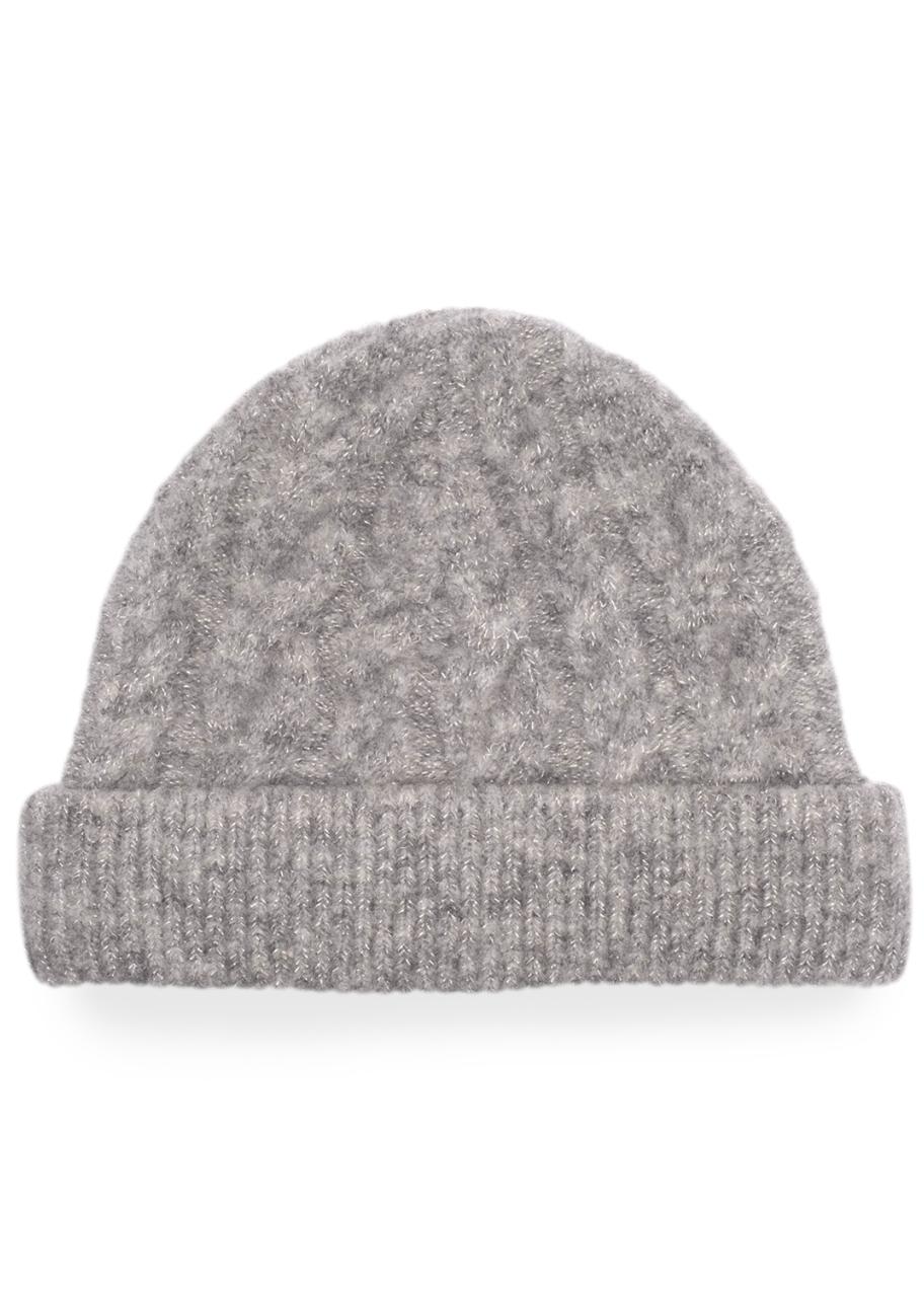 Eugenia Kim Wool Cable Knit Beanie Hat Grey EUGENIA KIM Knit Hat — Vicki main image 4