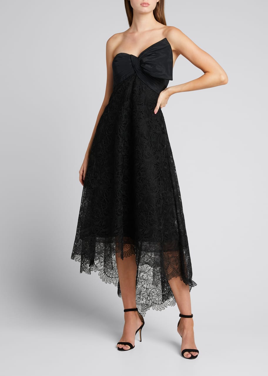 knee length dresses for ladies Cotton Lace Off the Shoulder High Low Dress main image 1