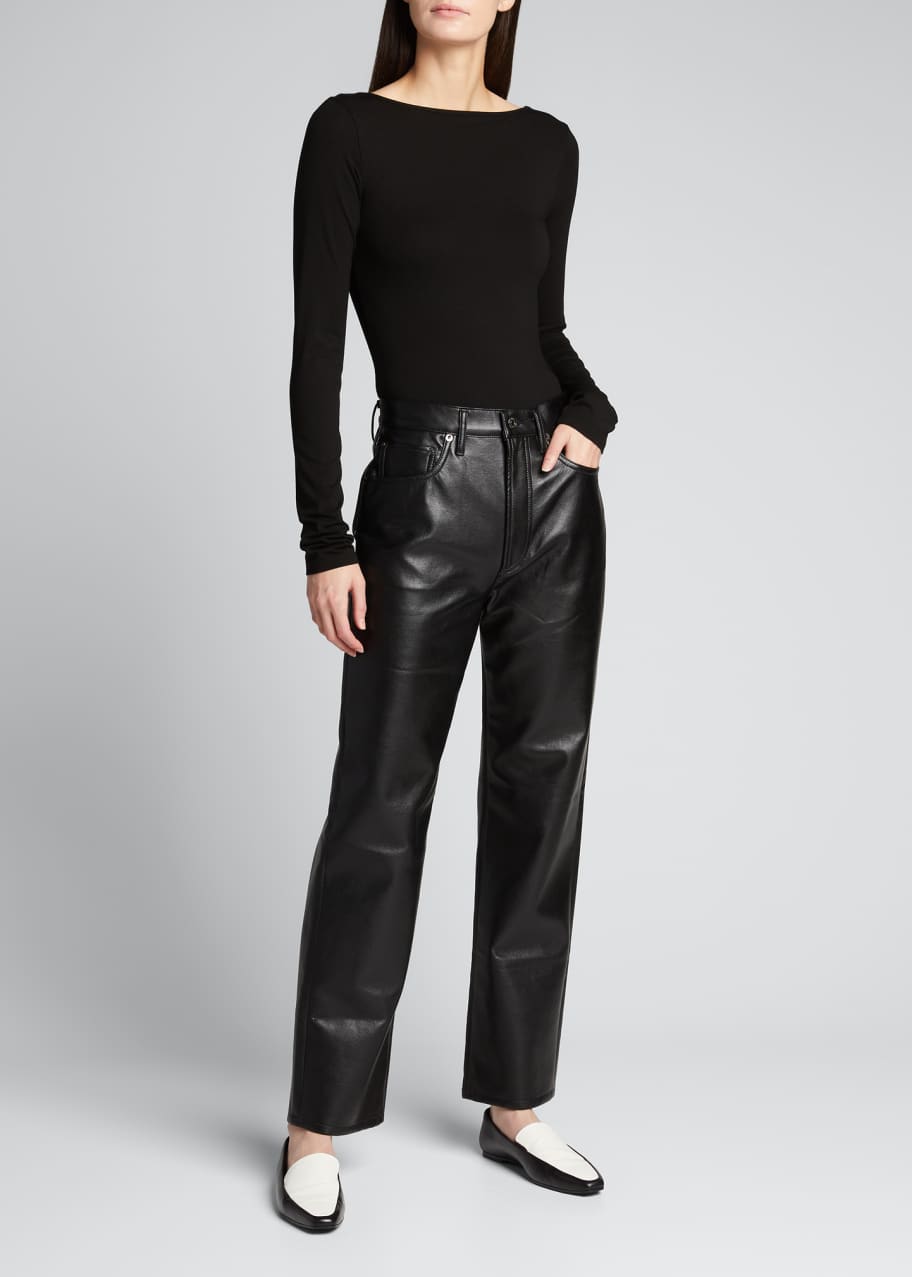 Image 1 of 1: 90s Recycled Leather Pinched-Waist Pants