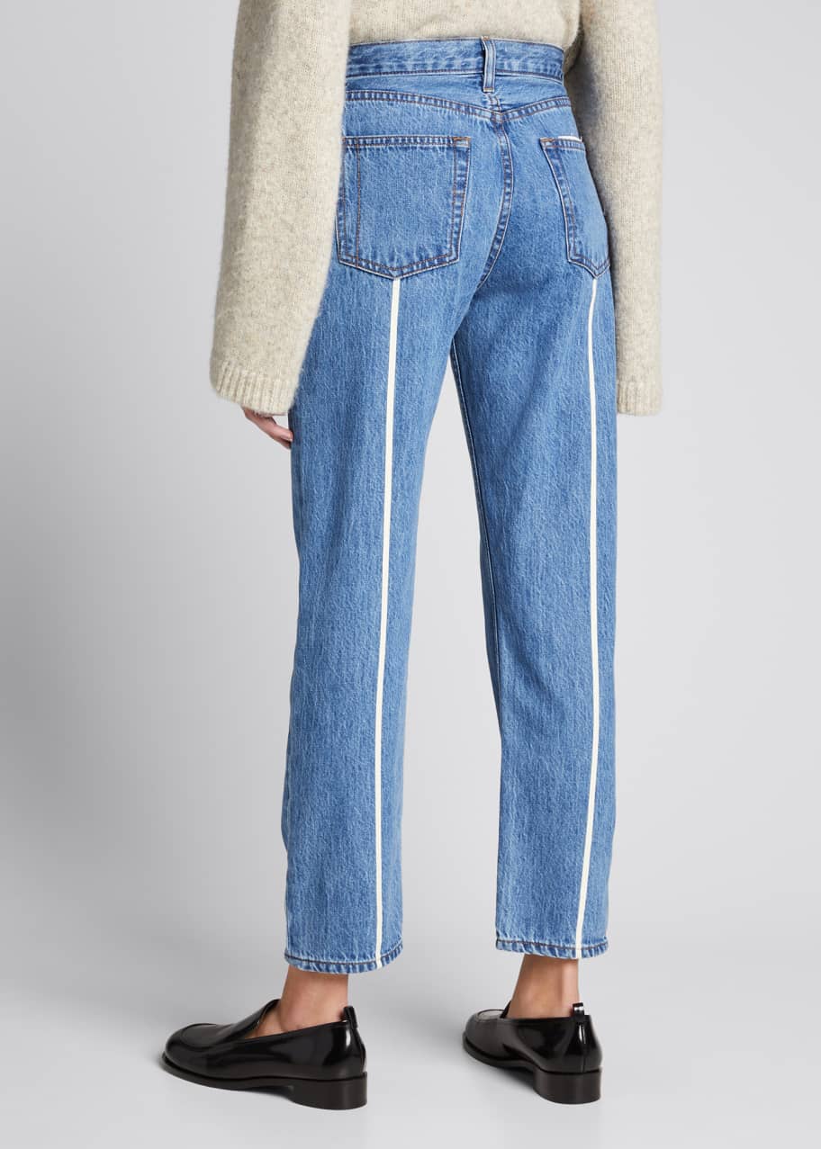 Still Here Tate Cropped Jeans with Painted Stripes Bergdorf Goodman