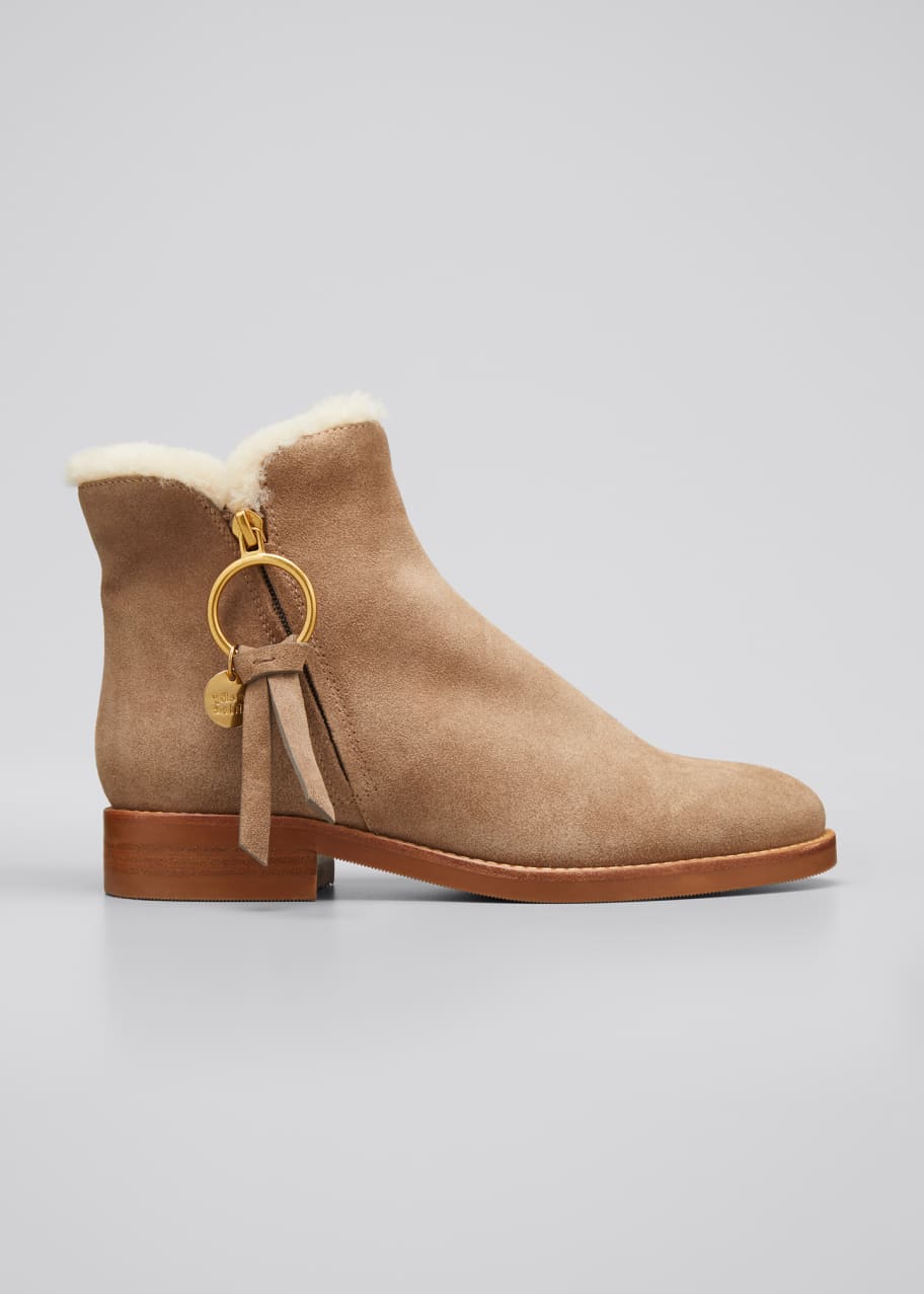 Image 1 of 1: Louise Shearling-Lined Suede Ankle Booties