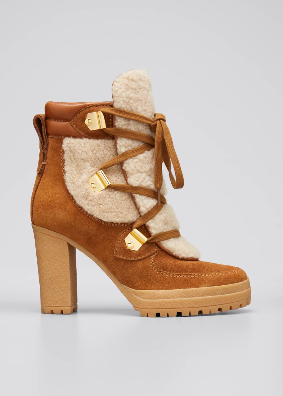 Image 1 of 1: Karla Shearling Lace-Up Hiking Booties