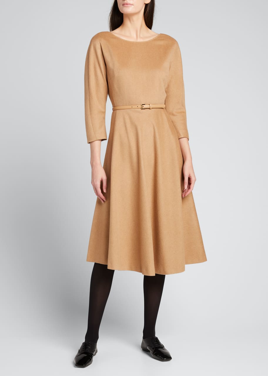 Max Mara Leale Belted Wool Midi Dress Bergdorf Goodman