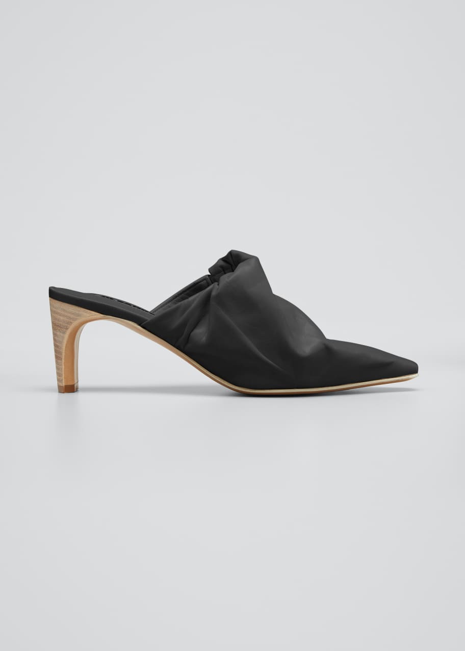 Image 1 of 1: Ruched Leather Pointed Mules