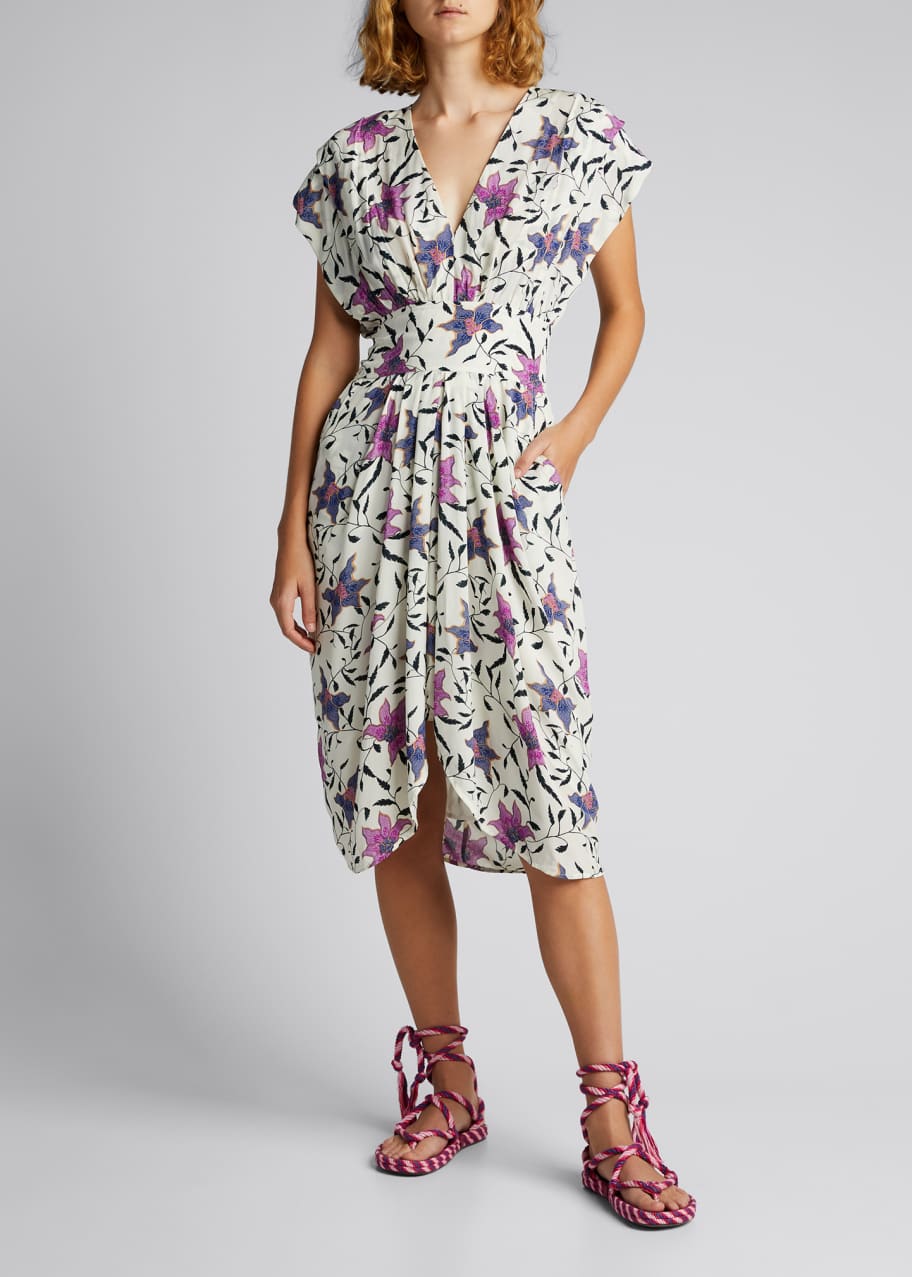 Etoile Isabel Marant Omeya Floral V-Neck Midi Dress - Bergdorf Goodman