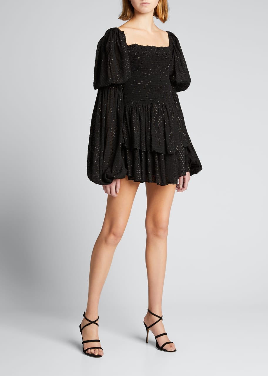 Caroline Constas Alexa Smocked Metallic Blouson Mini Dress - Bergdorf  Goodman
