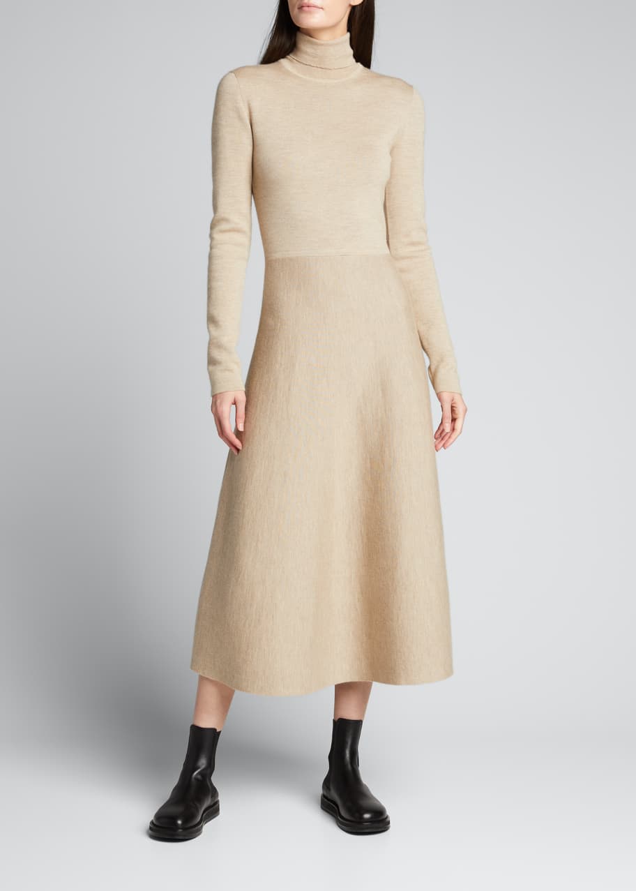 Silk turtleneck dress deals