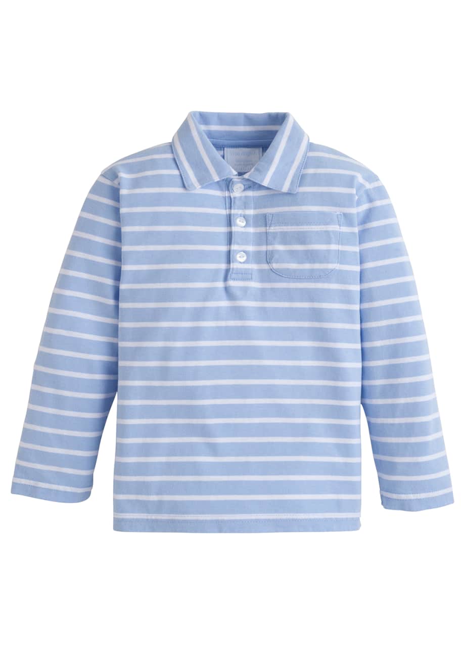 Image 1 of 1: Boy's Striped Long-Sleeve Polo Shirt, Size 12M-8