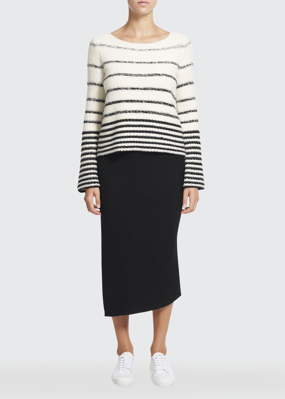 Theory Uneven Stripe Felted Wool Sweater - Bergdorf Goodman