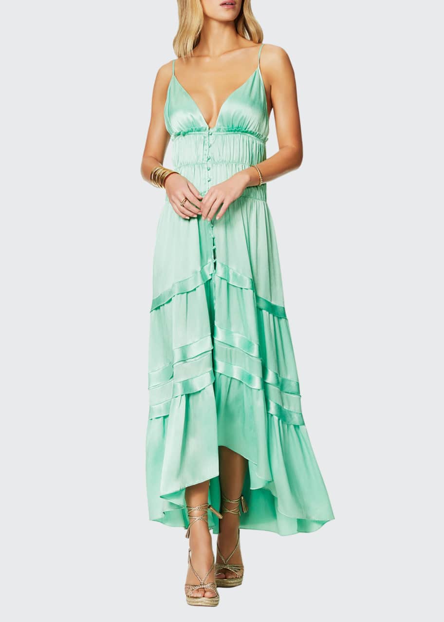 spaghetti strap ruched waist mesh bridesmaid dress KissProm main image 0