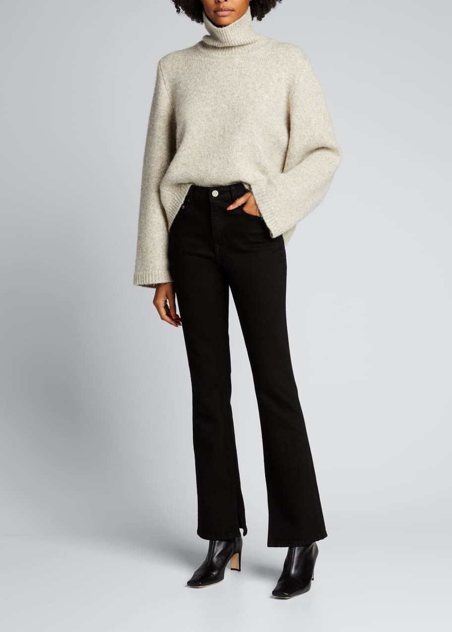 Image 1 of 1: Faye Boot-Cut Jeans with Slit Hem