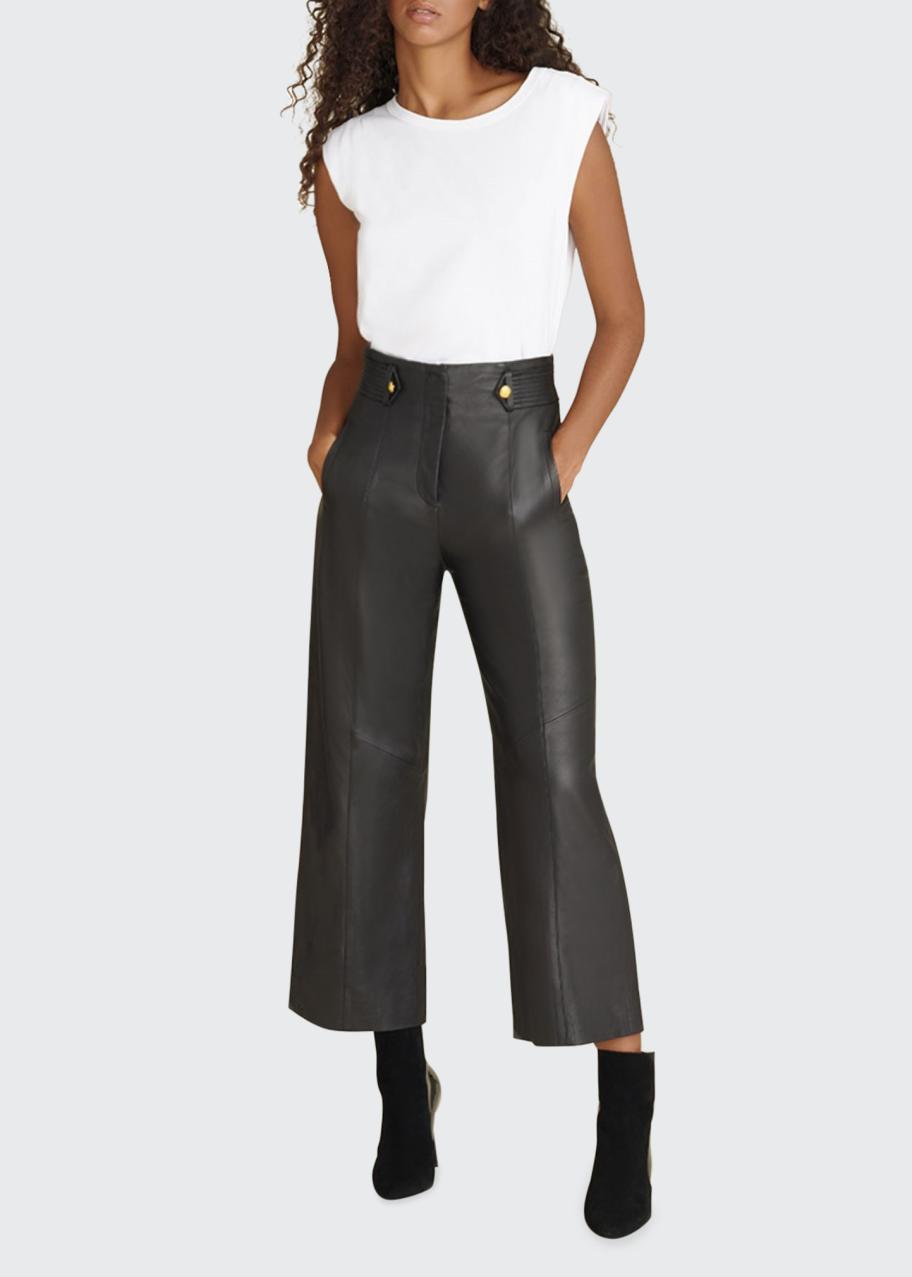 Veronica Beard Agee High-Rise Leather Cropped Pants - Bergdorf Goodman