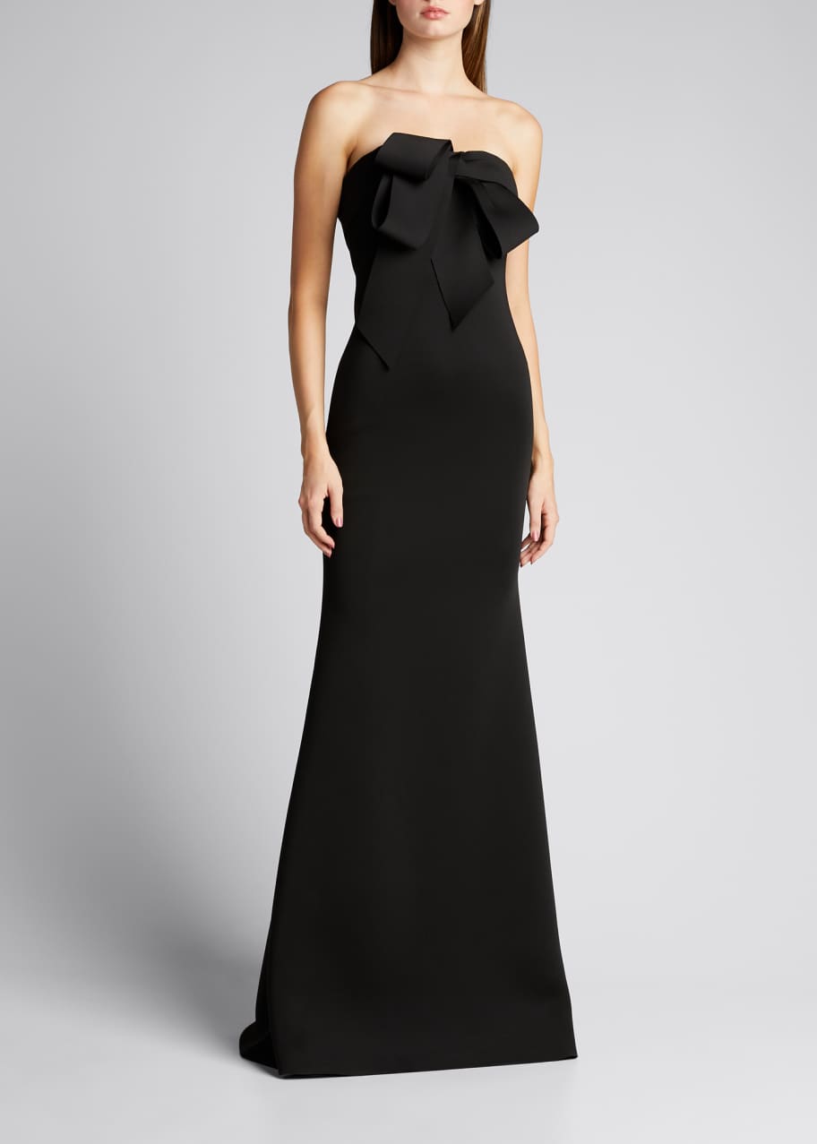 Badgley Mischka Looped Bow Bustier Scuba Mermaid Gown - Bergdorf Goodman