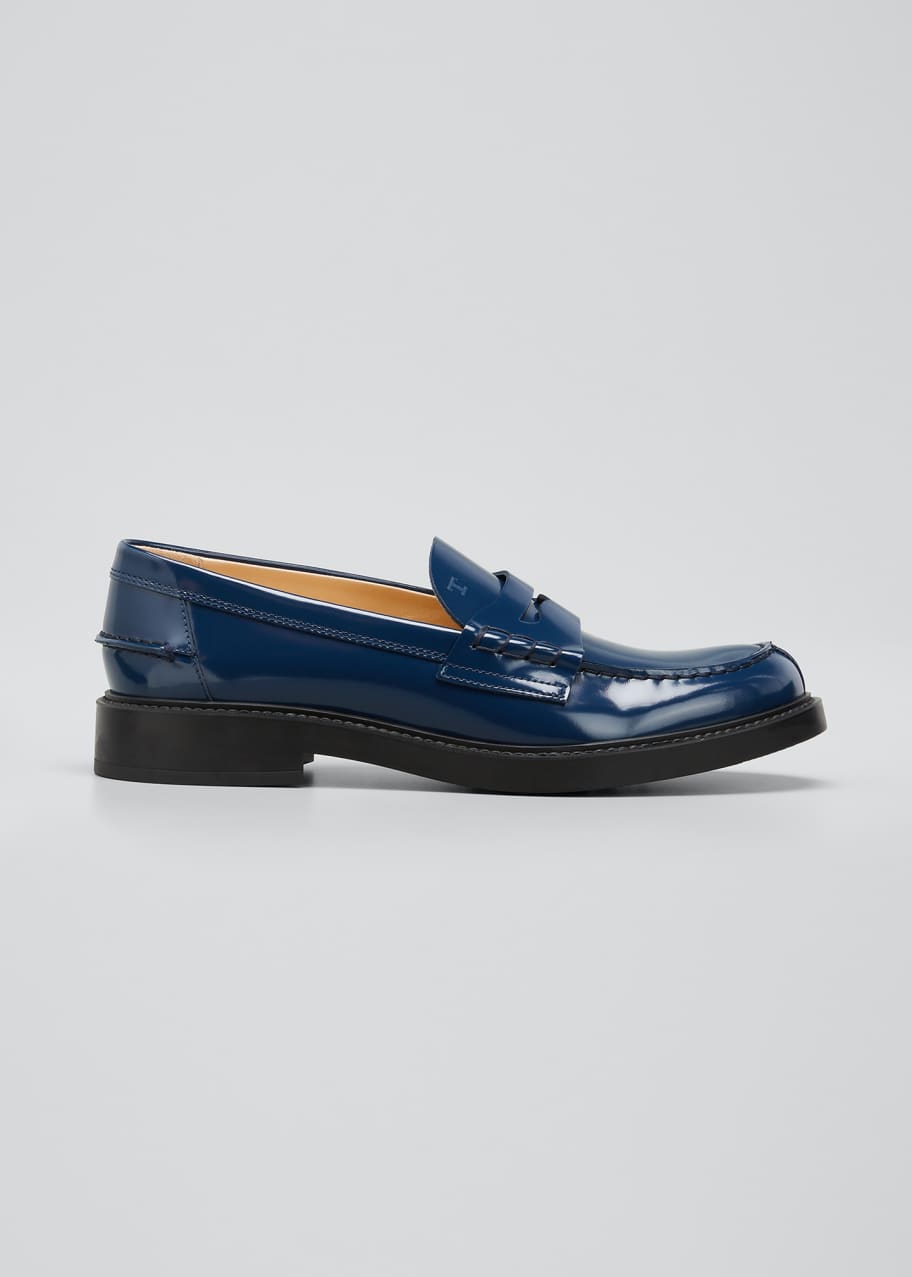 Image 1 of 1: Shiny Leather Penny Loafers