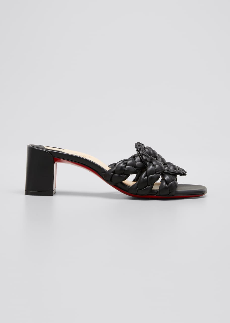christian louboutin marmela woven red sole slide sandals