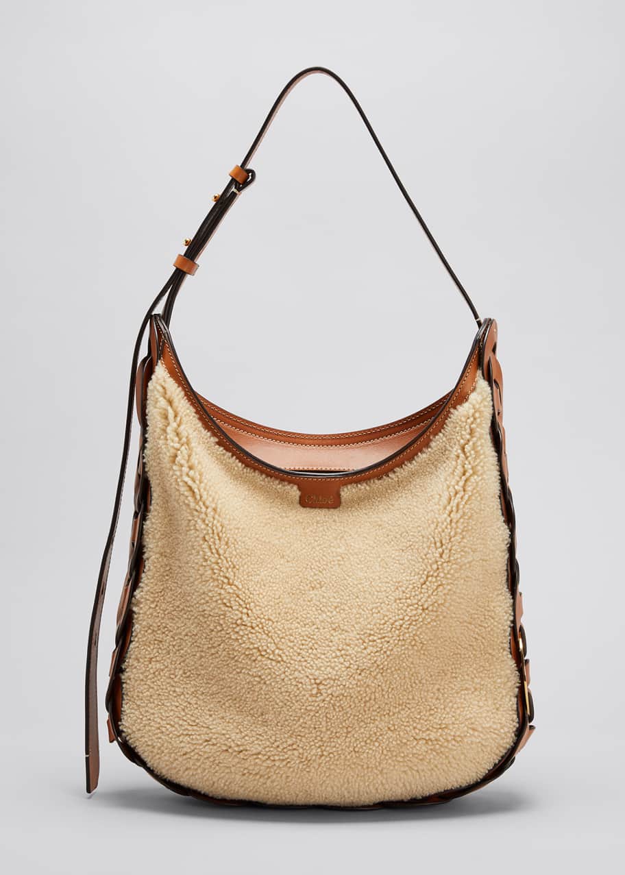Darryl Shearling Medium Hobo Bag