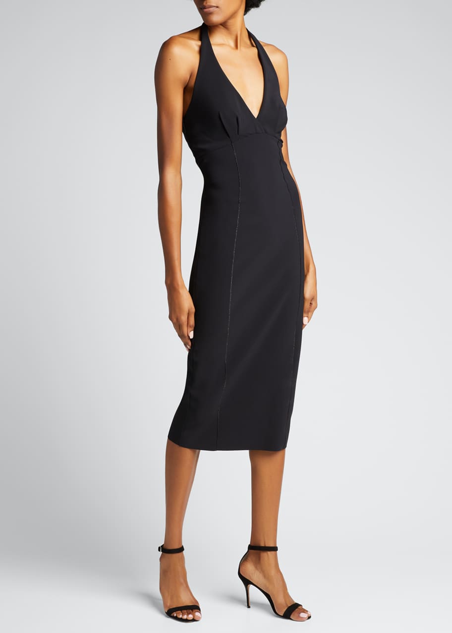 sachin and babi light blue dress Orlen Striped Halter Neck Mini Dress in Black/Cream