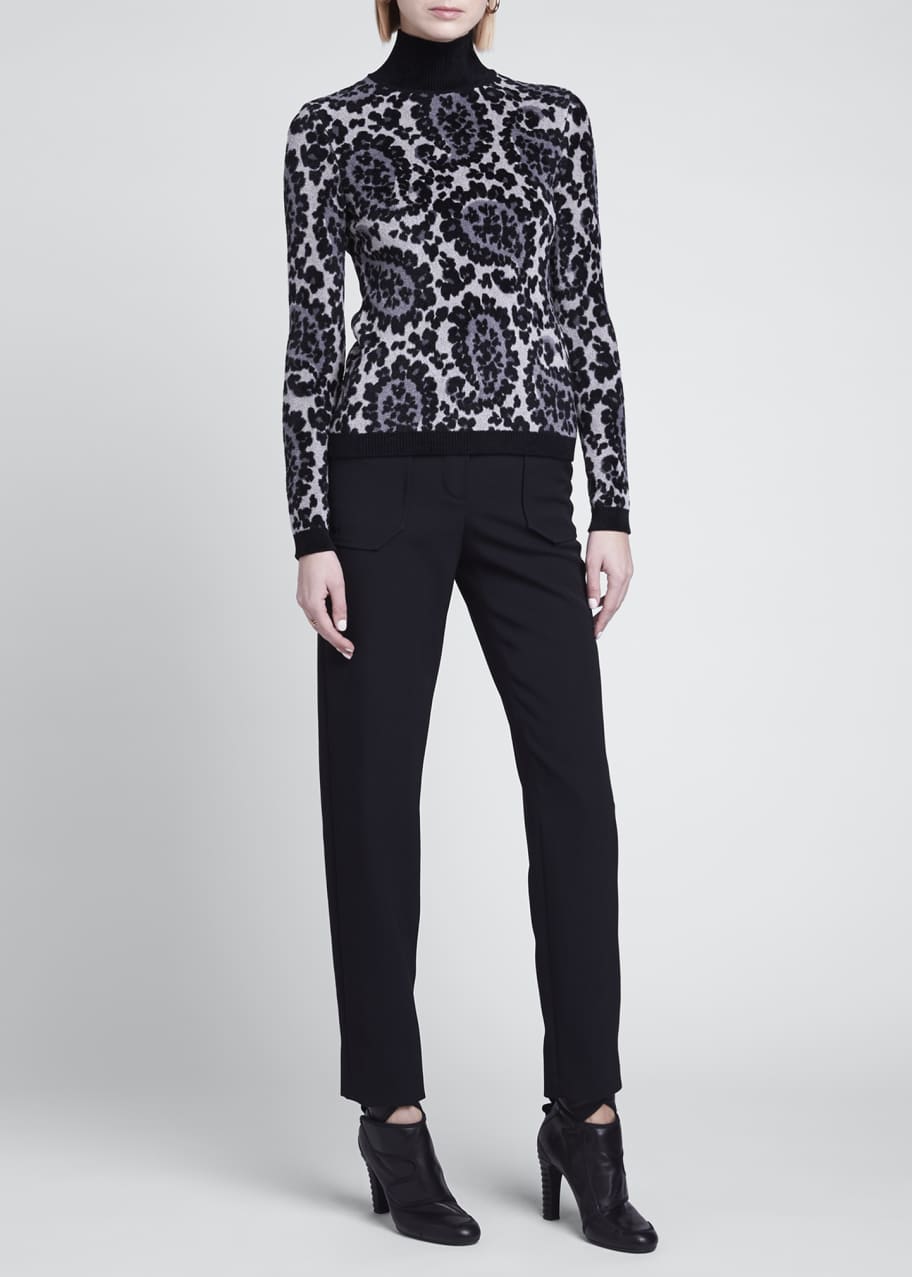Image 1 of 1: Leopard & Paisley Print High-Neck Sweater