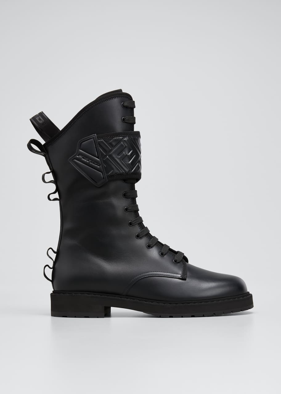 Fendi Rockoko FF Lace-Up Biker Boots - Bergdorf Goodman