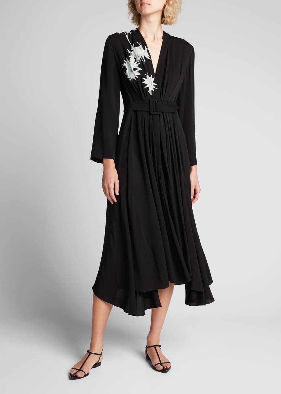 knee length dresses for ladies Floral Belted Midi Dress Multi / Large main image 0