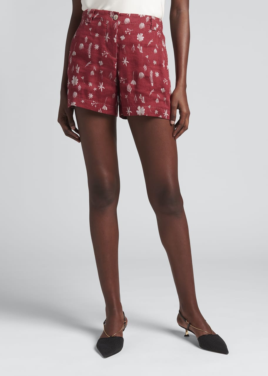 Giorgio Armani Floral Linen Shorts Bergdorf Goodman