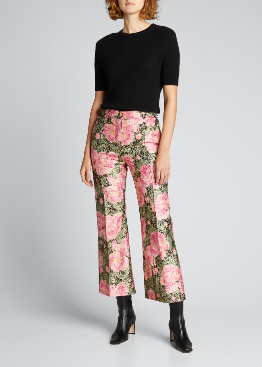 Image 1 of 1: Jacquard Paisley-Print FKick Cropped Trousers