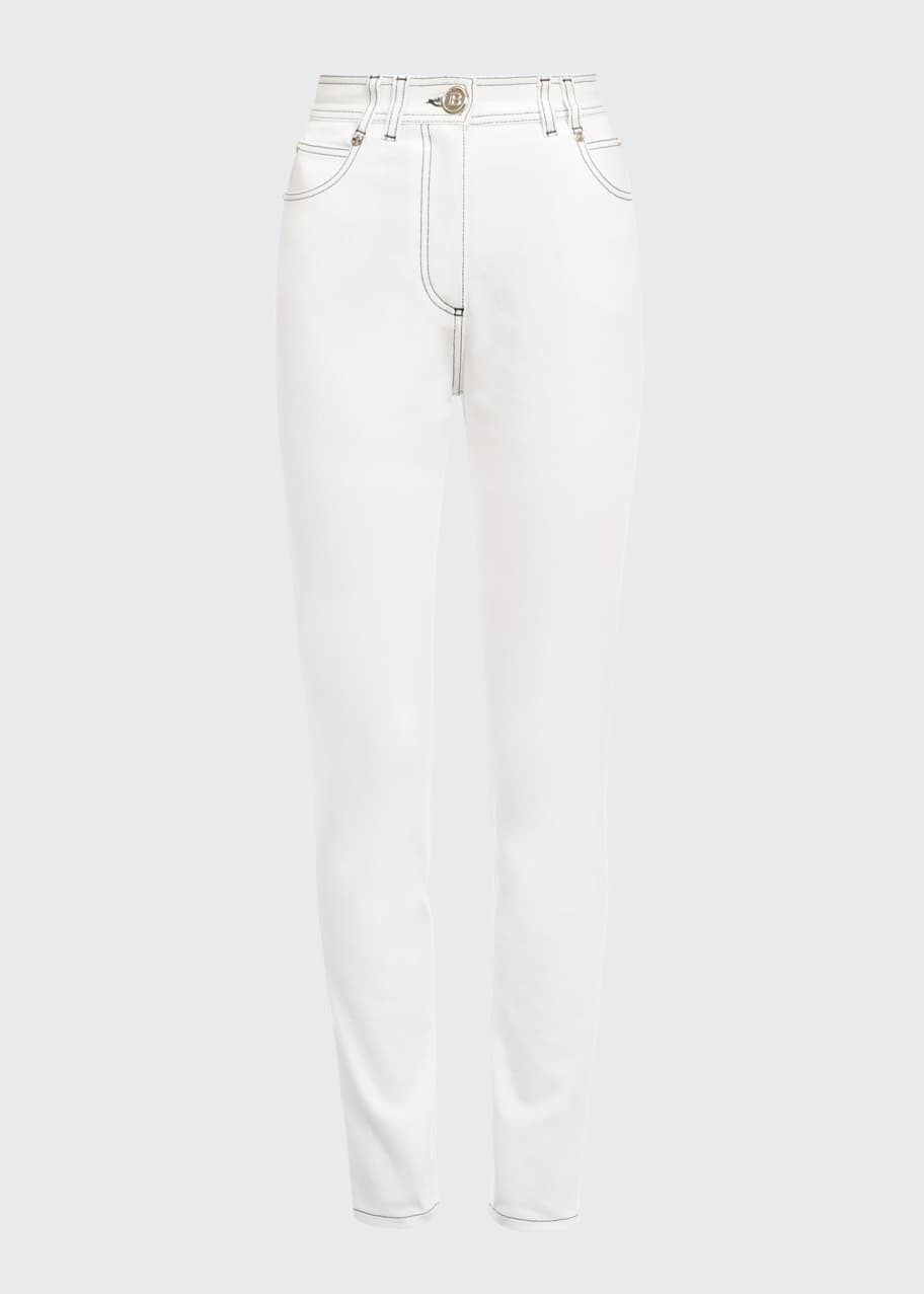 Image 1 of 1: Top-Stitch Skinny Jeans