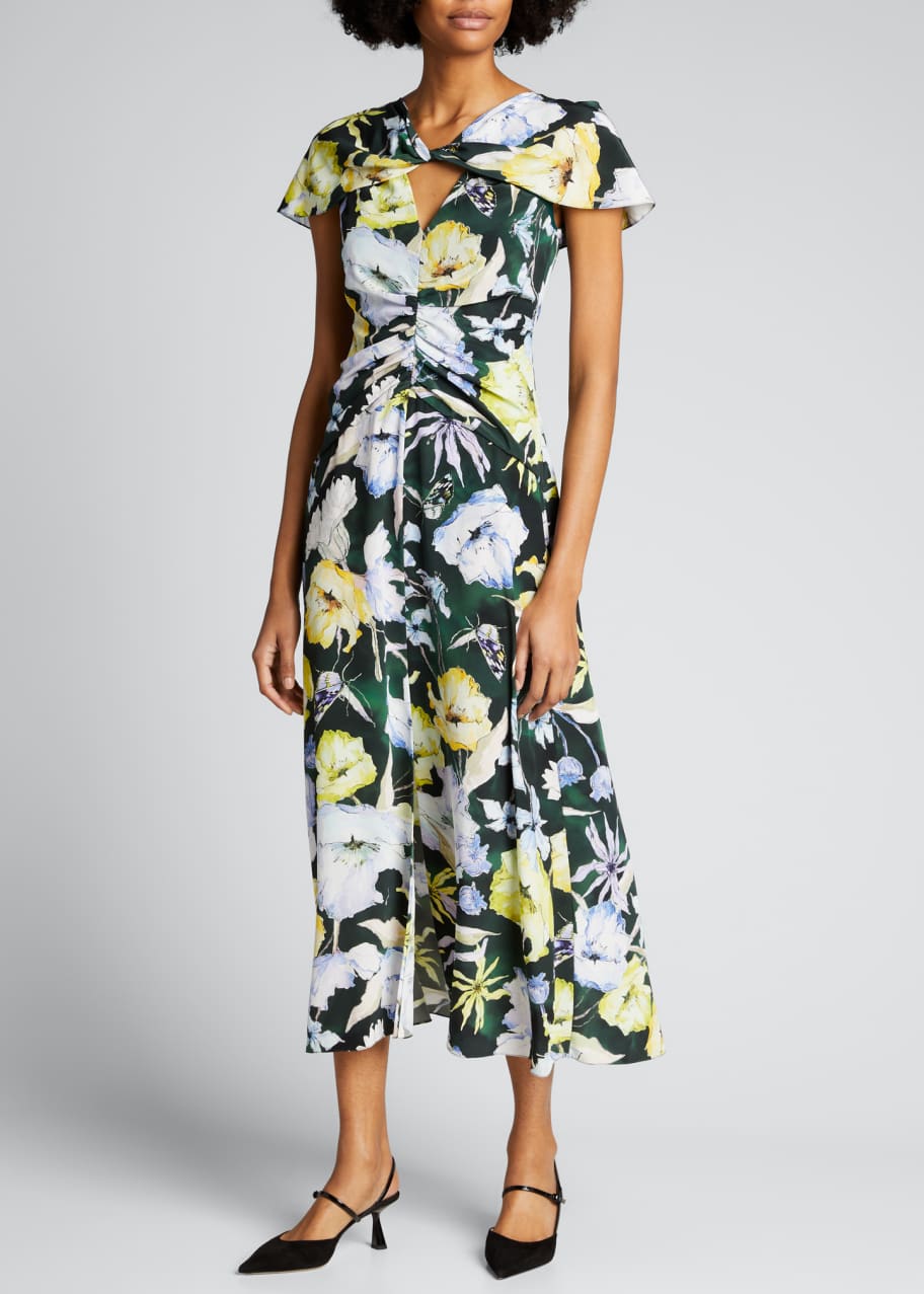 Jason Wu Collection Floral Print Twisted-Front Midi Day Dress ...