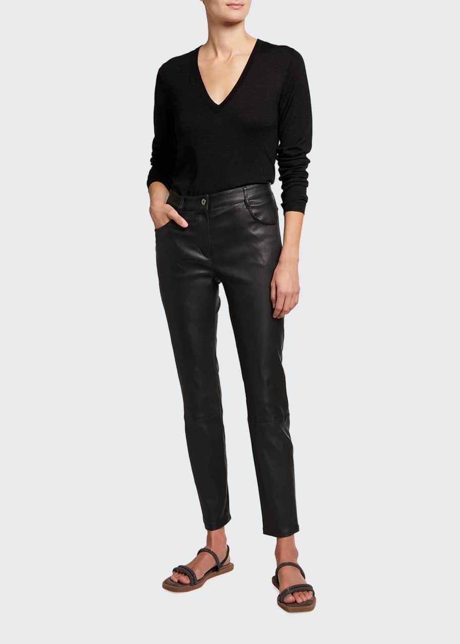 Mid rise leather pants sale